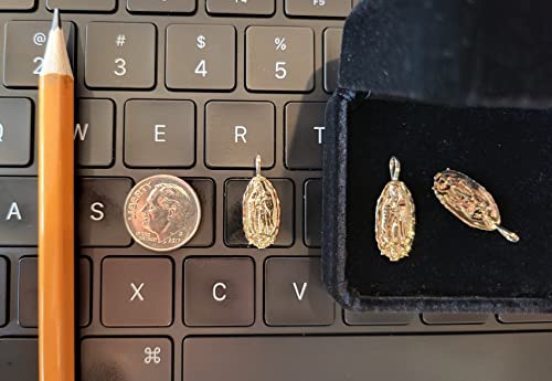 Small 14K Yellow Gold Diamond-Cut Religious Our Lady Of Guadalupe Virgin Mary Pendant Miracle Medal Charm (17X9 Mm) (3/4" Height) - Jewelry Gifts For Women Wife Mom Gifts For Men Husband Dad #TOP4