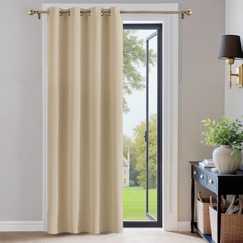 PONY DANCE Tenda Porta Interna per Salotto Eleganti Oscurante da Interno con Anelli Curtain per casa Soggiorno Moderne 1 Pannello L 140 x A 240 cm, Beige