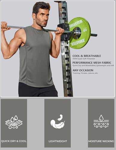 COOFANDY Sleeveless Muscle Shirts for Men Dry Fit Workout Gym Tank Tops Summer Swim Beach Shirt2