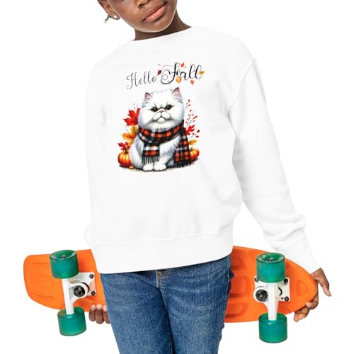 Hello Fall Cat Scarf Welcome Autumn with Leaves Pumpkins Adult Youth T-Shirt Hoodie Sweatshirt4