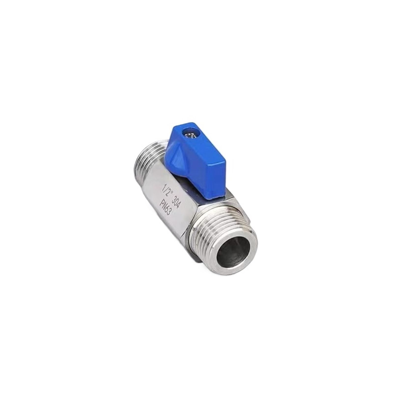1 unidad 1/8 "1/4" 3/8 "1/2" 3/4 "1" BSP F/MM/MF/F Mini válvula de bola sanitaria 304 acero inoxidable con mango azul(Male Male,1")