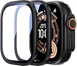 Uyiton for Apple Watch Ultra 3/2/1 Screen Protector - Titanium Alloy Frame & 9H Tempered Glass, Military Protection [Keep Original] Touch Sensitive iWatch Ultra Screen Protector 49mm, Black, 2 Pack