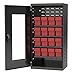 Akro-Mils ACQV4C42RED Quick-View Door Mini Cabinet with 16 Drawers, Gray/Red
