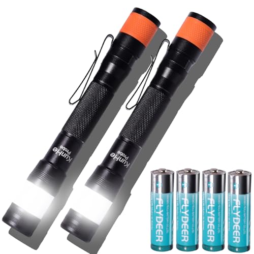 KunHe Probe 2 Pack LED 250 Lumens Pen Flashlight High Lumens with AA*4 Alkaline Batteries(Included) and Magnetic Base for Inspection Repair Engineer Gift for Husband Dad
