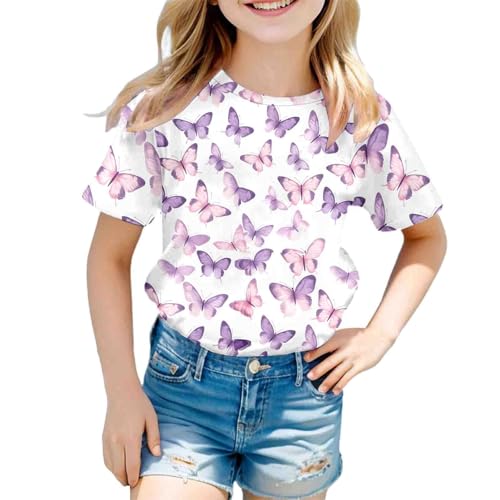 T-Shirts Für Kinder Mädchen Kurzarm 3-13 Jahre Rundhals...