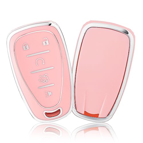 Coque pour clé de voiture Chevrolet antichoc en TPU souple rose