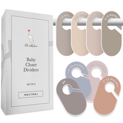 Image of Eli with Love Baby Closet Dividers (Neutral) - Ideal Baby Clothes Dividers – Organize Nursery Closet Hangers by Size/Age