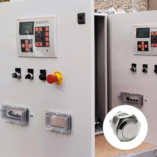 2Stk Klingeltaster,Momentan Taster,Drucktaster,16mm Runder Startknopf,Wasserdicht Druckschalter,Klingelknopf,250V 220V AC 12V 24V 36V DC 3A Schraubklemmen Edelstahl für Auto,Haushaltsgeräte(Plattkopf)