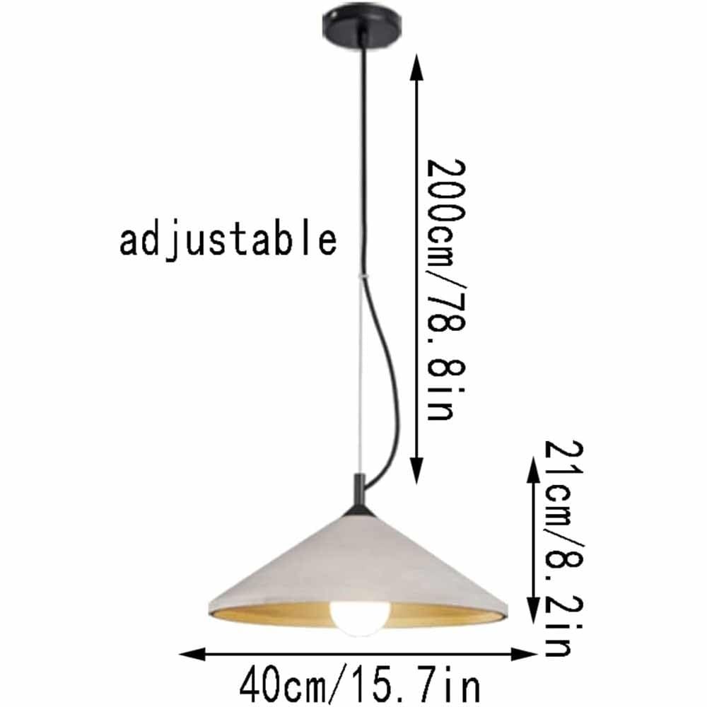 Cementowa mini przemysłowa lampa wisząca, 1 światło, prosta szara stożkowa lampa wisząca, podstawa E26, jednogłowicowa lampa nordycka z regulacją wysokości do sypialni, salonu i wejścia