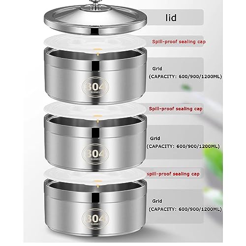 Contenitore termico per il pranzo in acciaio inox, con grande capacità e 2 piani, perfetto per la consegna e la separazione dei pasti, include borsa isolante