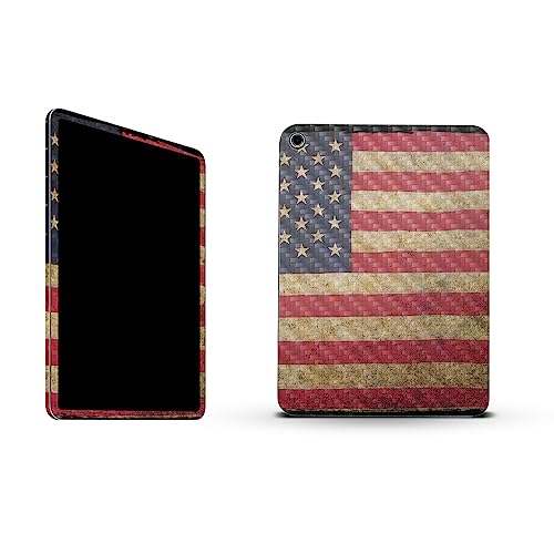 Image of MightySkins Carbon Fiber Skin Compatible with Apple iPad 10.9 inch 10th Gen (2022) Full Wrap Kit - Vintage Flag | Protective, Durable Textured Carbon Fiber Finish | Easy to Apply | Made in The USA