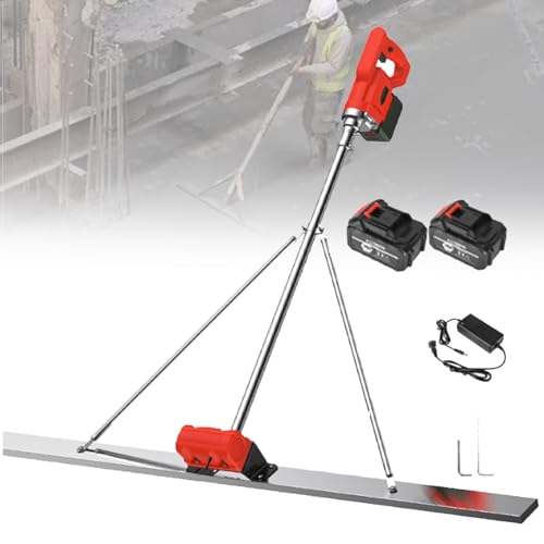 Spdazzleburst Kit Vibrante per massetto in calcestruzzo, con Macchina Vibrante per Finitura in Cemento da 5 Piedi, Raschietto in Acciaio Inossidabile per la Lavorazione del calcestruzzo,2battery
