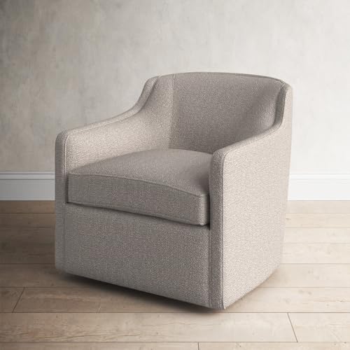 Image of Lakdi The Furniture Co. Modern Home & Living Room Lounge Chair Furniture | Upholstered in Linen Wide Swivel Accent Arm Chair| Internal Structure Made in Solid Wood |Swivel Base|- (151851257)
