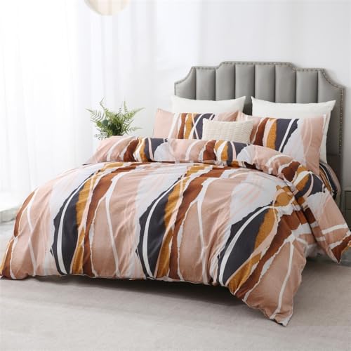 Housse de couette géométrique en microfibre double face pour lit Queen US