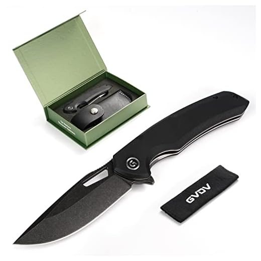 GVDV 9Cr18Mov Stainless Steel Pocket Knife with Ball Bearing Flipper, 3.6” Blade Folding Knife for Hunting Camping Fishing, Gifts for Men Women, Large (Black)