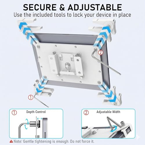 Image of Tablet Wall Mount, Metal Enclosure iPad Holder for Retail POS & Smart Home | Secure Anti-Theft Low Profile VESA 75x75 Stand, Portrait or Landscape Display, Fits 10-14 Inch iPad Pro Air Galaxy Tab, White