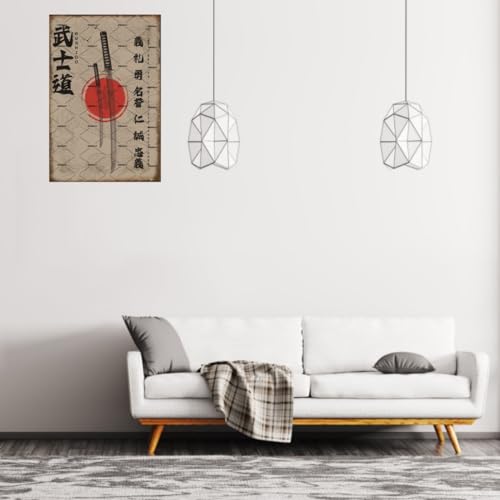 Emohat XRTY-PONB-DOC10 Retro Vintage Metal Plaque Sign Bushido Japanese Martial Arts The 7 Virtues Of Bushido Wall Art Decor Japan Samurai Warrior Ninja Metal Tin Sign Home Bar Cafe Club Decorations 8X12 Inch thumb #5