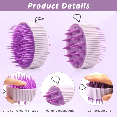 Image of HANNEA Scalp Massager Brush 3.15 Inch Diameter 2 In 1 Double Sided Wet Dry