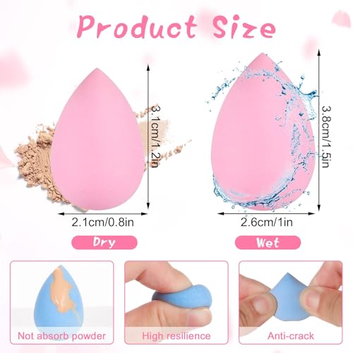 Juego de 40 esponjas maquillaje, mini multicolor beauty blender cara, secas y húmedas, para base, corrector, BB Cream y contorno, sin látex, aptas para polvo, crema y maquillaje líquido, - imagen 2