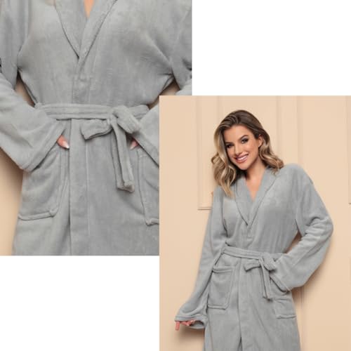 Roupão Robe Plush Fleece Microfibra Unissex Feminino Masculino Casal Confortável Manga Longa Para Fr