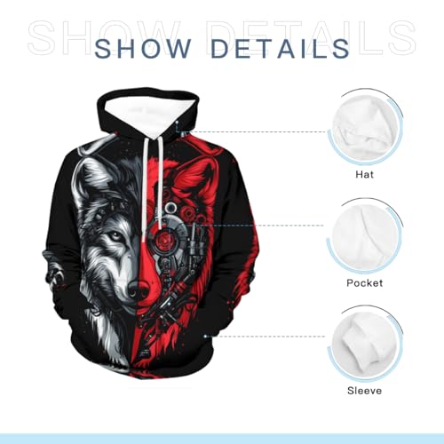 Sweat à capuche Wolfss imprimé animal 3D décontracté et stretch