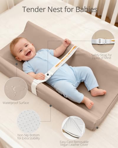 Baby Changing Pad - Vegan Leather Changing Pad, Wipeable Changing Pads, 31.5\" x 16\" Diaper Waterproof PU Changing Mat for Dresser Table