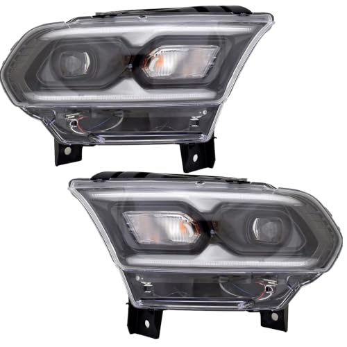 HEADLIGHTSDEPOT LED Headlight Set Compatible With Dodge Durango 2021-2026 CAPA Certified Left Driver And Right Passenger Side Black