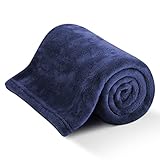 【極上の肌触りは、安眠の秘訣！】チチロバ(Titiroba)毛布 ひざ掛け ブランケット 洗える 静電気防止 エコテックス認証 ふわとろ毛布 ふわふわ あったか フランネル 軽量 冬用 おしゃれ 四季適用(70x100cm,ネイビー)