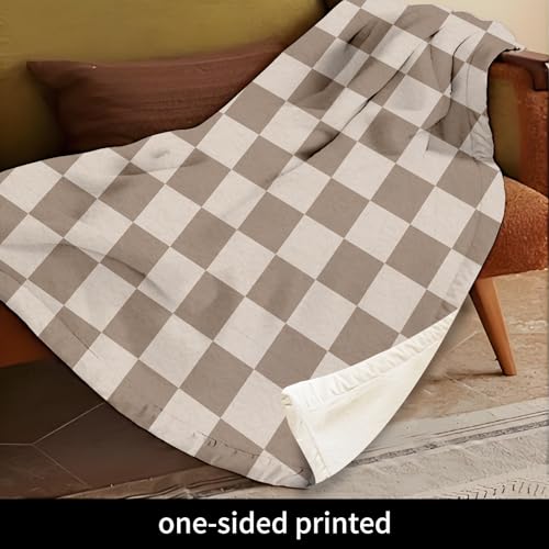 ANIOXCK Throw Blanket for Couch, 300GSM Warm Soft Cozy Flannel Blanket, Cute Blanket for All Seasons Bedroom Home Decor Gifts, Brown Cute Checkerboard 50x60 Inches - Image 3