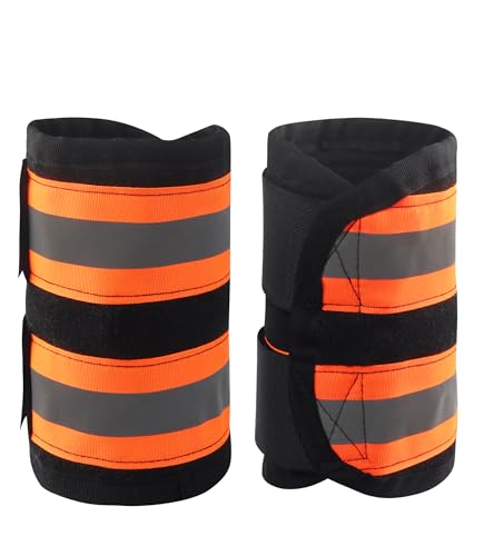 HackFond 2/Pack Horse High Visibility Leg Gear, Horse Leg Wraps Add Safety, Breathable & Secure Horse Boots w/Fleece Inner Fluorescent Orange