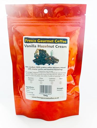 Flavoured Coffee Bean - Vanilla Hazelnut Cream Ground for Cafetiere 500g