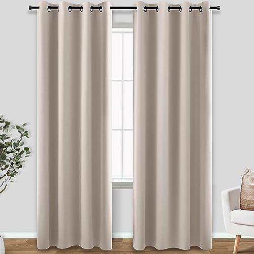 Image of Linen Grommet Curtains for Bedroom 52x96 inch Length