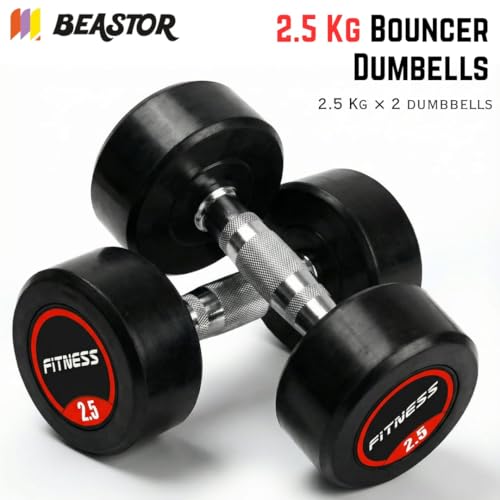 Image of Bouncer Dumbbells Pair 2.5 kg x 2 for Home & Gym Workout | Fixed Weight Dumbbells for Strength Training & Muscle Building | Heavy Duty, Unbreakable Gym Equipment (Black, 2.5kgx2)