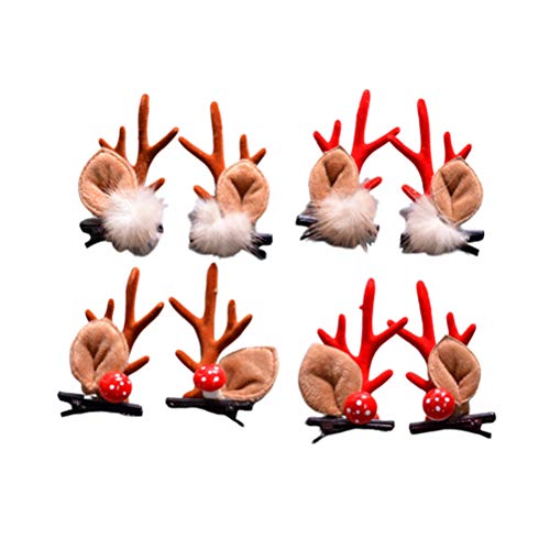 Beaupretty Christmas Antler Hair Clips,Deer Antler Hairclips Alligator Clips Party Supplies Hair Accessories For Kids Toddlers Girls,4 Pairs #TOP24