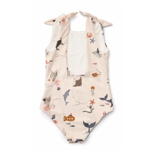 Girls Swimsuit One Piece Bathing Suit Bowknot Summer Beach Wear Animal Dolphin Whale Sunsuit Backless Swimwear UPF50+2