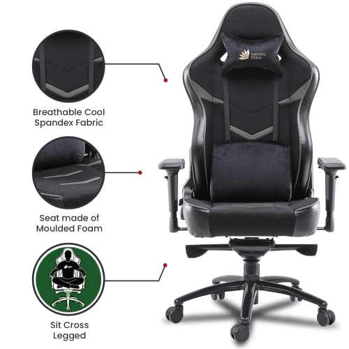 Green-Soul-Monster-Ultimate-Series-T-Multi-Functional-Ergonomic-Chair-with-Premium-Spandex-PU-Leather-Fabric-Adjustable-Neck-Lumbar-Pillow-4D-Adjustable-Armrests-Black-Grey
