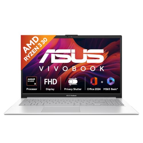 Image of ASUS Vivobook Go 15 (2026),AMD Ryzen 3 30 Processor,AMD Radeon iGPU,8GB RAM,512GB SSD,FHD,15.6 inch(39.6 cm),Windows 11,M365 Basic(1Y),Office 2024,Cool Silver,1.63 Kg,E1504FA-BQ5709WS,Thin & Light Laptop