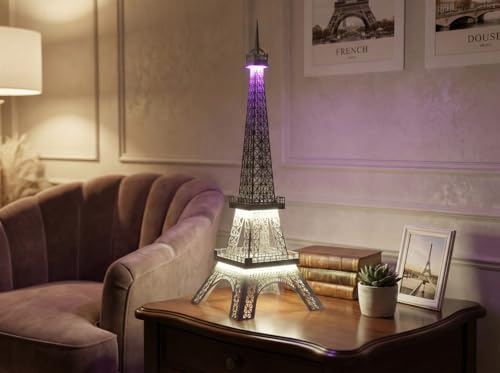 Image of METSY Paris World Famous Building Metal Eiffel Tower Antique Vintage Statue for Gifts, Room,Office,Decorative Showpeice Lasercut with Light Wedding Decors(84x30) cm