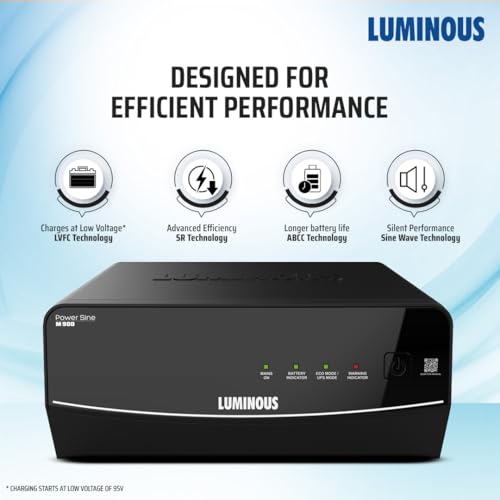 Image of Luminous Power Sine M 900 Sine Wave Inverter Ideal for Home,Office & Shops | 700VA Inverter | Reliable Power Backup | High Performance| Easy Installation | 36 Months Warranty