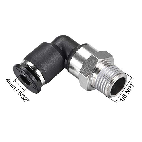 Codo macho de 4mm neumático de alta precisión Uxcell con rosca 1/8 NPT resistente a presión 3