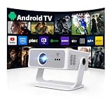 2026 Neue Smart Beamer Integrierte Apps, Android 14, Full HD 1080P Projektor,unterstützt 4K, 25000lumen,Trapezkorrektur, WLAN&BT Beamer Heimkino mit um 270° drehbarem Ständer, Kompatibel Laptop/Handy