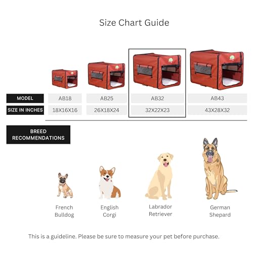 Go Pet Club 32\" Soft Collapsible Dog Crate, Portable Pet Carrier, Thick Padded Pet Travel Crate for Indoor & Outdoor, Foldable Kennel Cage with Durable Mesh Windows, Brown