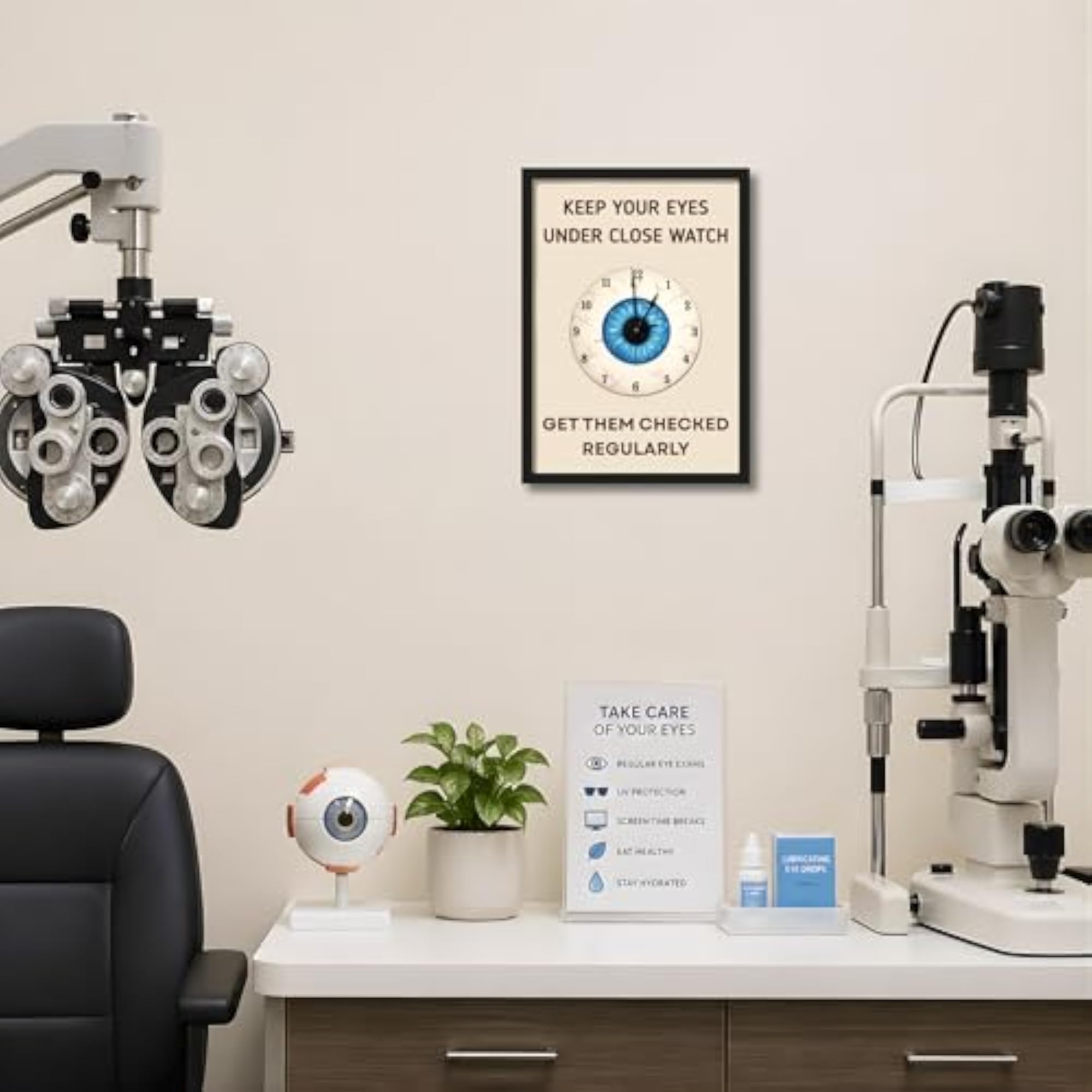 Optometry Wall Frame Poster, Creative Eye Clock Art