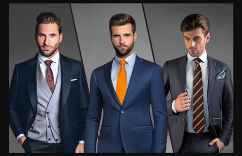 Image of HISDERN Mens Ties Extra Long Tie and Pocket Square Set 63 Inch XL Tie Pack Collection Present Box Necktie Lot 3 PCS