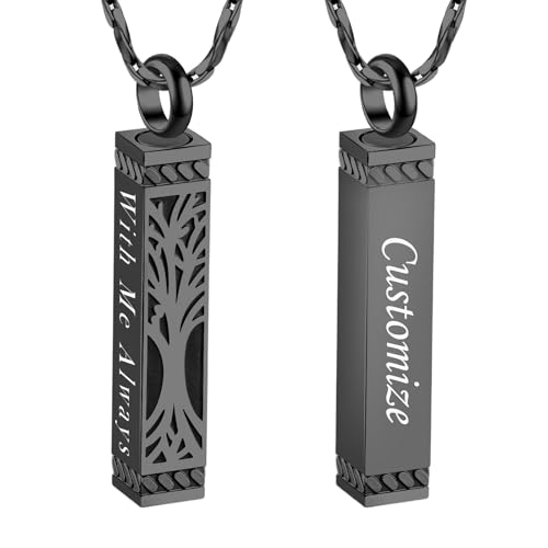 Tree of Life Urn Necklace For Ashes Memorial Bar Cremation Jewelry with Keepsake Urn Memorial Ash Jewelry For Women Men