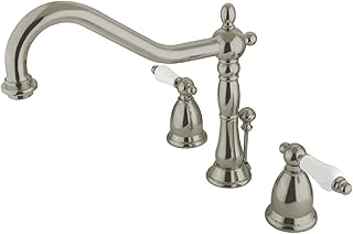 Kingston Brass KS1998PL Heritage Widespread Lavatory Faucet with Handle Pop-Up, Brushed Nickel, 8 x 6.5 x 2.13