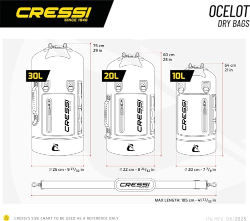 Cressi desde 1946 - Ocelot Dry Bag - Bolsa Estanca Impermeable Unisex para Mar, Barco y Actividades Acuáticas, Disponible en Tamaño Pequeño, Mediano y Grande, Negro/Amarillo 10 L - imagen 6