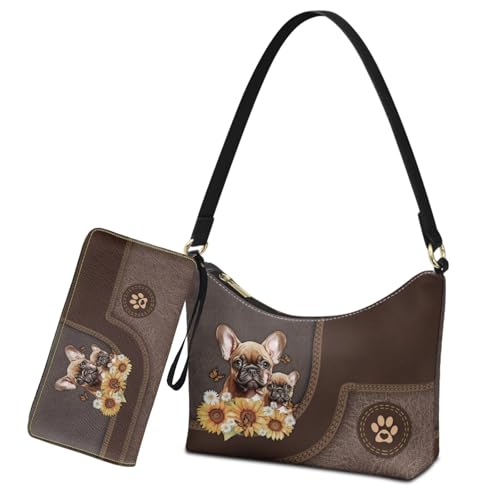 Conjunto de 2 piezas: bolso de hombro en forma de creciente y billetera de muñeca para mujer, de cuero, ideal como regalo para mamá miniatura 1
