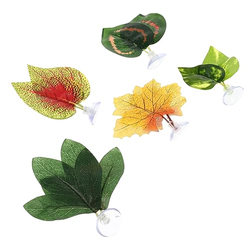 Abaodam 5Pcs Artificial Reptile Plants for Terrarium Realistic Fake Leaves Decor for Snakes Lizards and Turtles Easy Installation and Dynamic Environment Creation