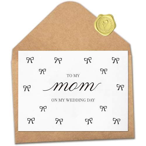 SEEBERY To My Mom on My Wedding Day Card – Sentimental Thank You Gift from Daughter or Son, Heartfelt Appreciation for Mother of the Bride or Groom Featuring Printed Bows